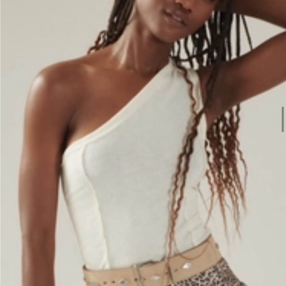 One-Shoulder Cream Top Anthro